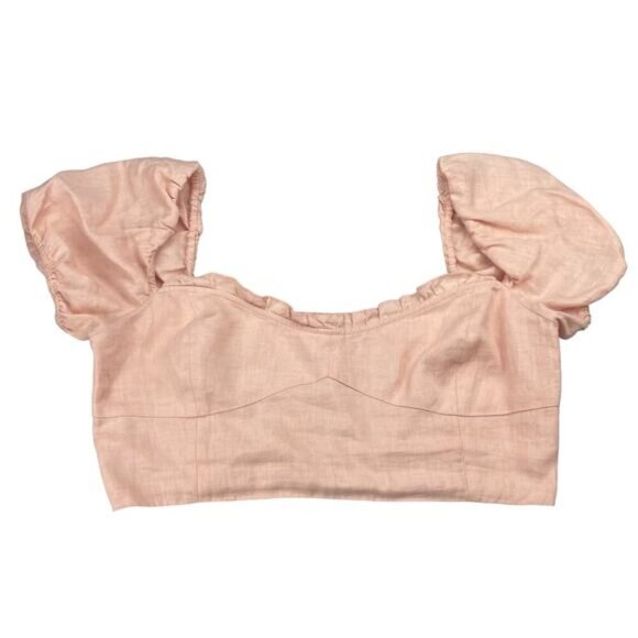 WILFRED Aritzia Wander 100% Linen Puff Sleeve Blouse Sz Large - Picture 3 of 7